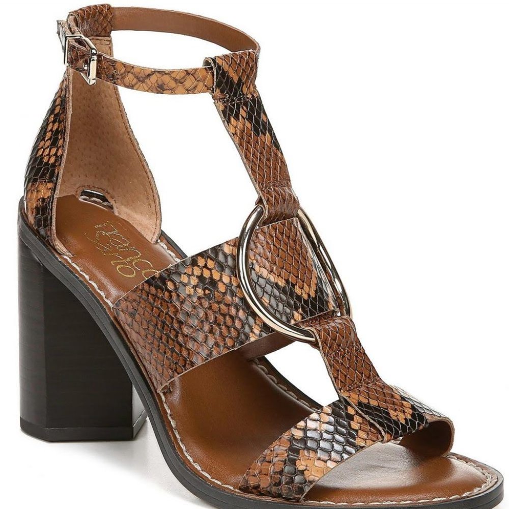 Franco Sarto heels size 7 brown Dandelion Snake Print Heels Sandals Pumps